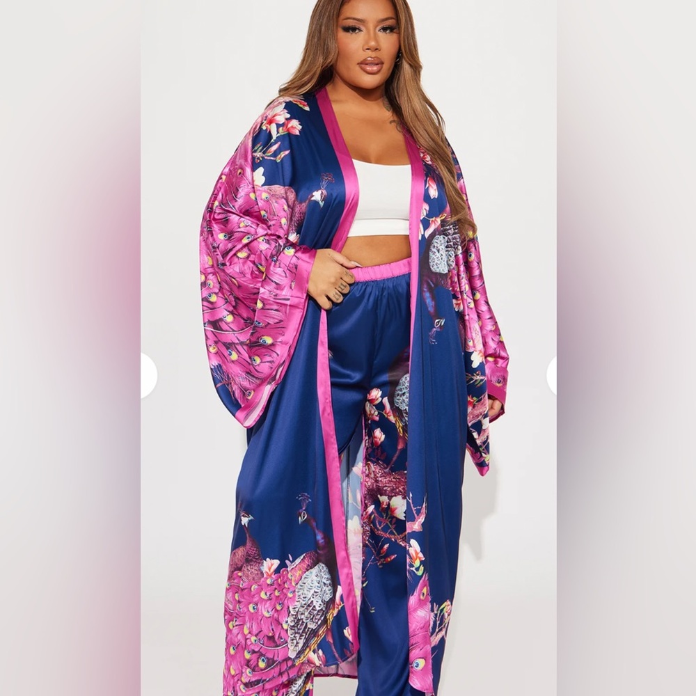 Blue & Pink Satin Pantset